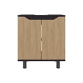 thumbnail image 3 of FM FURNITURE  Jerome Under Sink Storage Cabinet with Double Doors and Adjustable Shelves, Natural Oak and Black, 3 of 5