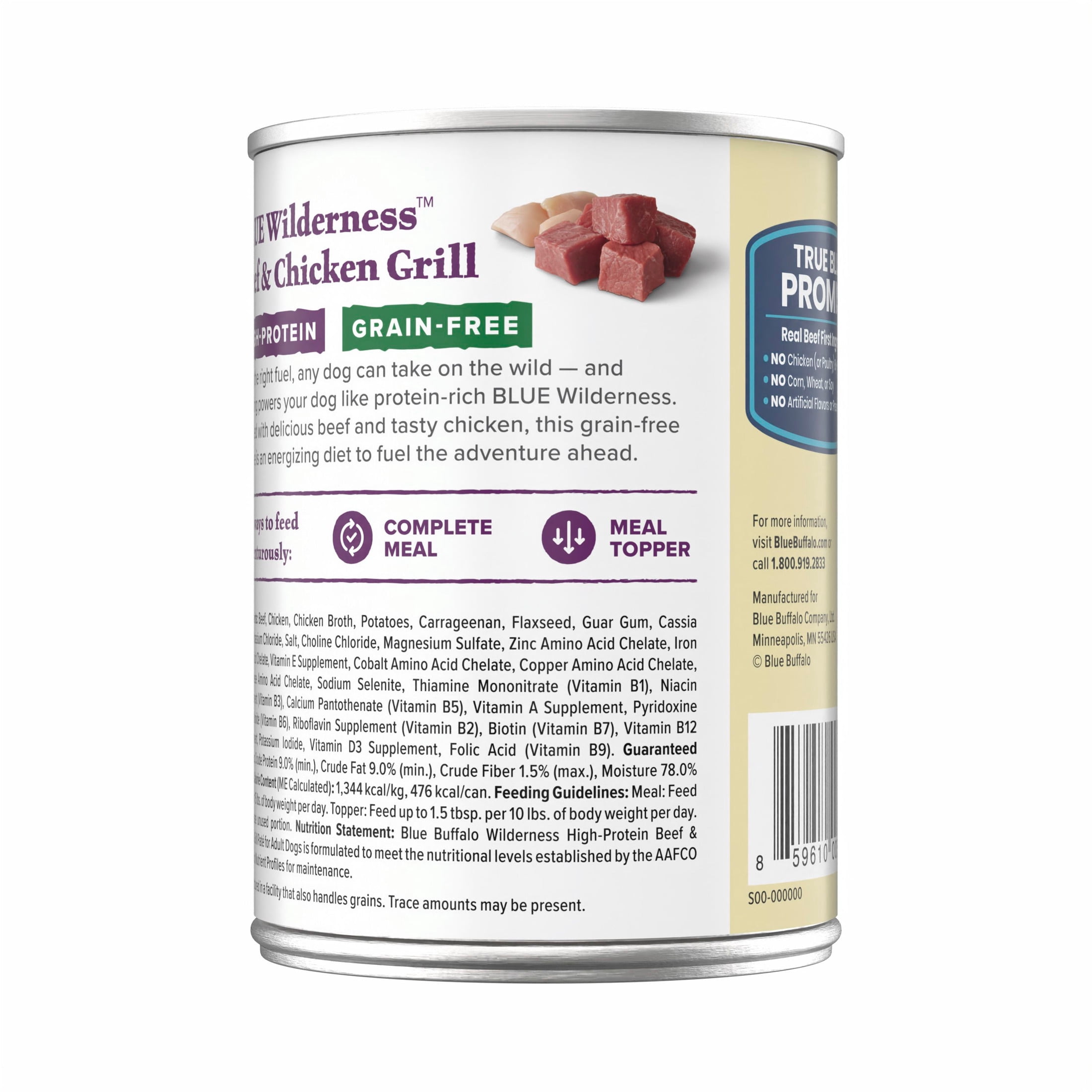 Blue Buffalo Wilderness Adult Wet Dog Food, Beef & Chicken Grill, 12.5oz