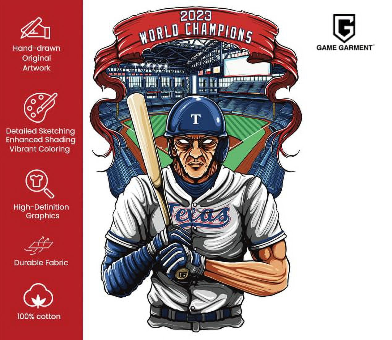 Game Garment Baseball Team Fan Sports Short Sleeve Crewneck Mens T-Shirts - Baseball Graphic Tees Men - Texas Black XS-3XL