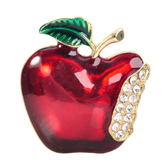 Gyn&Joy Hand Painted Red Apple Fruit Brooch Pin