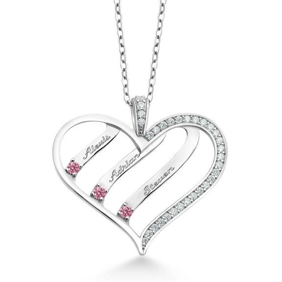 Gem Stone King 0.37 Ct Round Pink Lab Grown Diamond and Created Moissanite 925 Sterling Silver Pendant with Chain