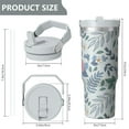 thumbnail image 4 of Floral 30oz Handheld Travel Tumbler with Handle – Double Wall Stainless Steel Insulated Cup, Flip Straw Lid, Leak-Proof & BPA-Free, Durable Hot & Cold Drink Mug,Thanksgiving, Xmas, Spring ,Flower, 4 of 6