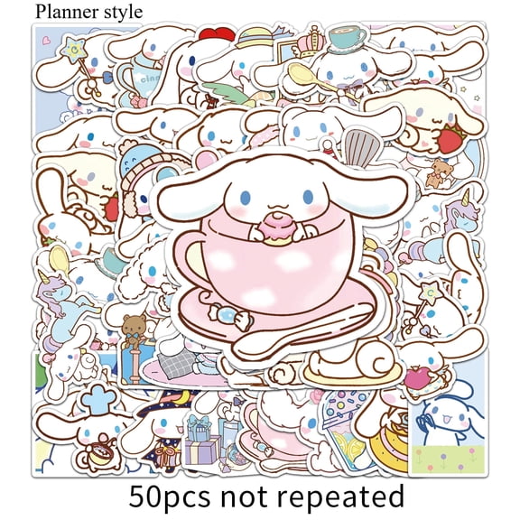 50pcs Cinnamoroll planner/journal style sticker (single size:2.5-4.5cm) suitcase sticker Creative waterproof sticker Scooter laptop cartoon decoration