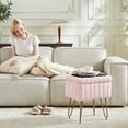 thumbnail image 2 of JOINSUN Ottoman Vanity Stool Chair, with Storage, Modern Style Faux Fur Seat with 4 Metal Legs & Non-slip Feet for Living Room, Bedroom, Pink, 2 of 6