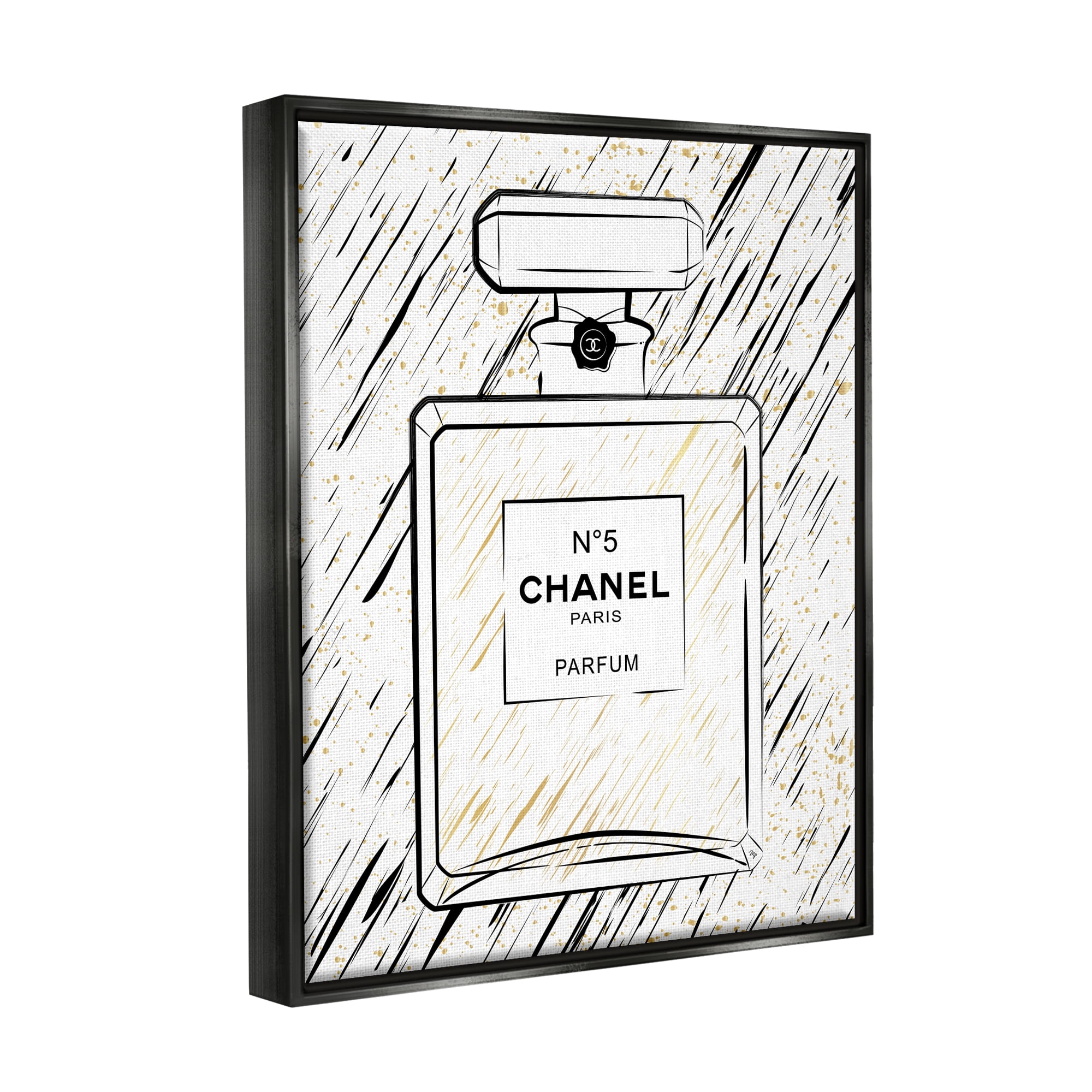 Stupell Industries Modern Patterned Perfume Beauty & Fashion Painting Black Floater Framed Art Print Wall Art, 17 x 21
