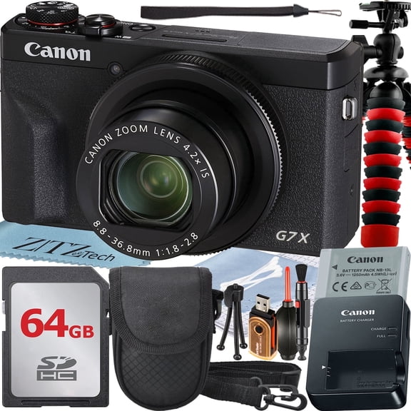 Canon PowerShot G7 X Mark III Digital Camera (Black) with 4.2x Optical Zoom Lens   SanDisk 64GB Memory Card   Case   ZeeTech Advanced Bundle (International Version)