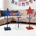 thumbnail image 6 of 3pcs Patriotic Wooden Star Tabletop Decor Set, Red White & Blue 4th of July Centerpiece with Glitter Finish, Independence Day Standing Ornament for Mantel and Shelf, 6 of 7