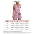 thumbnail image 4 of Women Romper Sleeveless Pure Color Neckline Button Middle Waist Causal Elastic Female Short Jumpsuit, 4 of 6