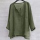 thumbnail image 2 of Designer Spring Summer Men's Casual Cotton Linen Solid Color Long Sleeve Shirts Loose Stand Collar Shirts 4XL, 2 of 5