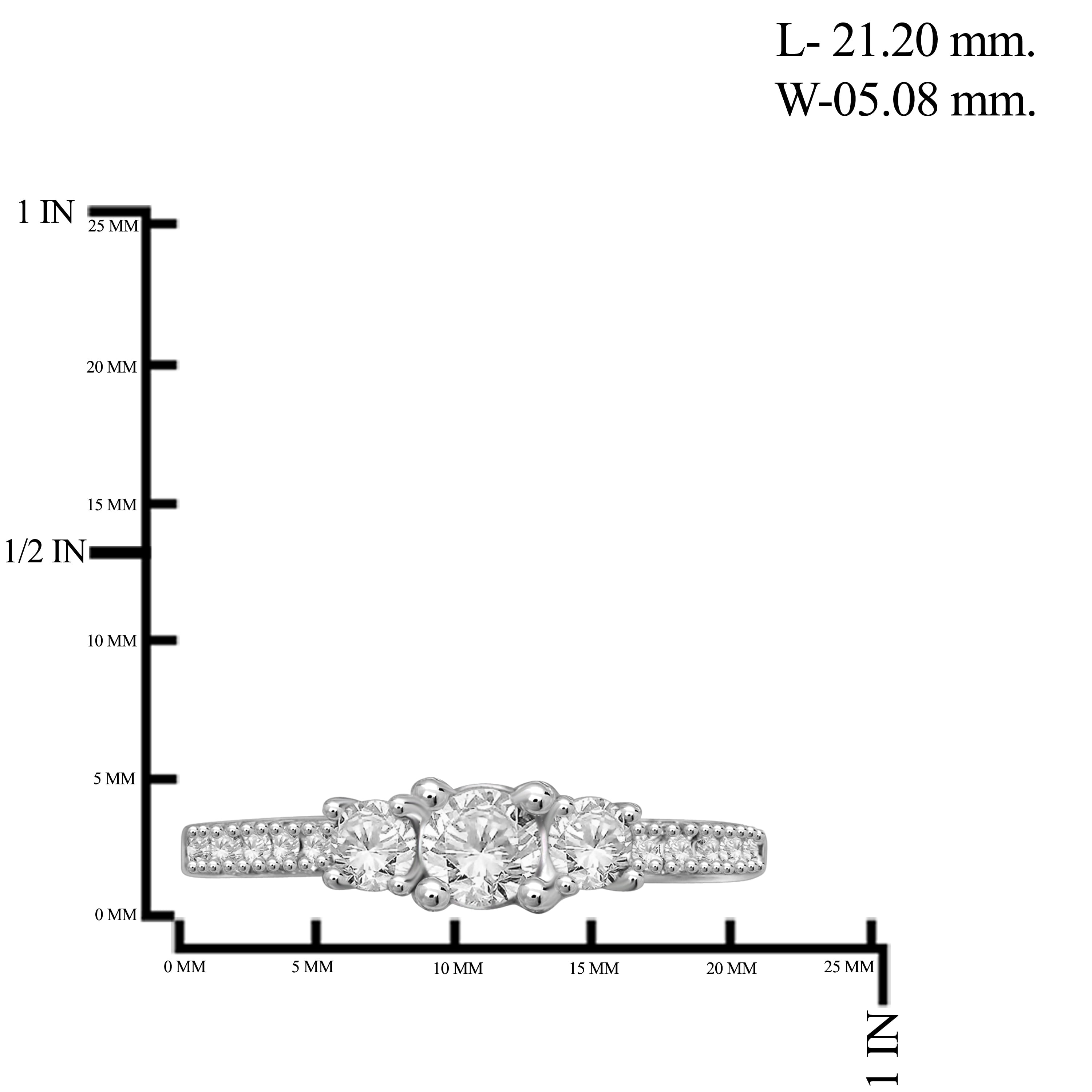 Diamonice 2 1/4 Carat T.W. White Cubic Zirconia (AAA) Sterling Silver Ring 3-Stone Ring