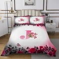 thumbnail image 1 of Erosebridal Letter Initial Coverlet Set King,Monogrammed Personalized Bedding Set,Flower Decor,Ultra Soft,3 Pieces, 1 of 5