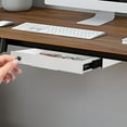 thumbnail image 3 of Sliding Pull-out Under Table Drawer for Office Desk, Drawer For Under Desk, Undermount Drawer for Sit Stand Workstation (White, 14", Lockable), 3 of 16