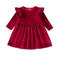 thumbnail image 4 of SILVERCELL 9M-5T Toddler Baby Girls Christmas Velvet Dresses Casual Pleated Dress Long Sleeve Party Dresses, 4 of 5