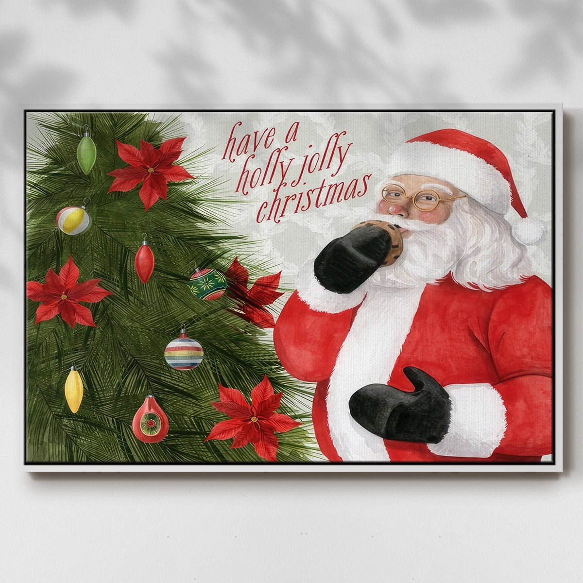 Arose Such a Clatter Collection A - Framed Gallery Wrapped Holiday Canvas - 27 x 41 - White Frame