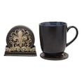 thumbnail image 2 of Ebros Western Tuscany Fleur De Lis Carved Scroll Art Coaster Holder W/4 Coasters, 2 of 8