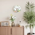 thumbnail image 2 of Large Wall Clock 12 Inch Easter Rabbits Round&nbsp;Silent Decorative Wall Clocks Battery Operated for Living Room Bedroom Kitchen Classroom Decor, Spring Rustic Daisy Floral Leaves White, 2 of 7