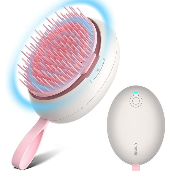 Wrongduck Electric Scalp Massager Brush, Rechargeable Sonic Vibration Head Massager Comb, Portable Cordless Relaxing Grooming Tool, Pink