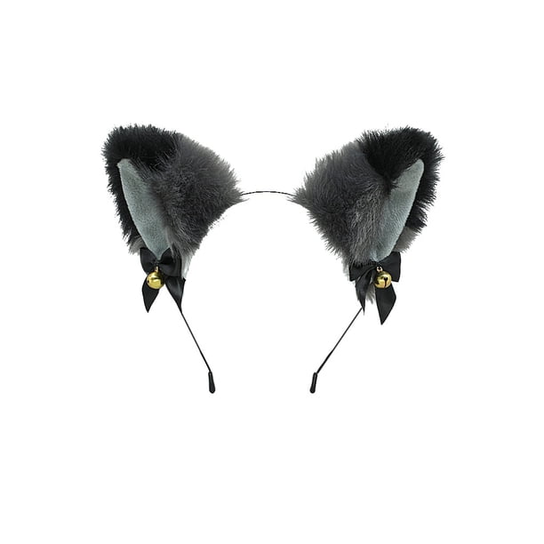 Qarigey Banda para la cabeza de niña con lazo, cascabeles pequeños, diseño de orejas de animales encantadores, suministro a juego, herramienta de Accesorio para el cabello Tipo20 Qarigey AP010458-20B