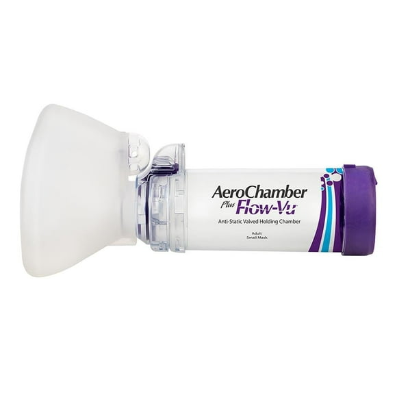 Cámara Espaciadora AeroChamber Flow Vu con Mascarilla Adulto para Mujer