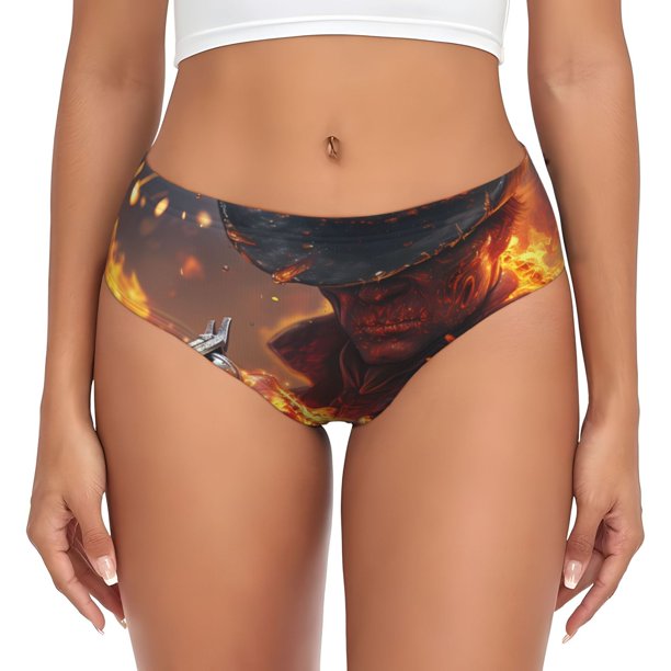 Balery Western Fire Cowboy Ropa Interior de Algodón para Mujer con Dibujo – Braguitas Cómodas y Elásticas, Estilo Clásico-Medium