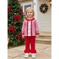 thumbnail image 4 of Cjfdfy Toddler Baby Girls Christmas Outfit Long Sleeve Plaid Tops With Bell Bottom 2 Piece Set Cute Santa Claus Christmas Tree Embroidery Christmas Fall Winter Clothes, 4 of 8
