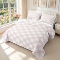 thumbnail image 3 of Manfei Modern Checkered Twin Quilt Set,Geometric Plaid Twin Coverlet Set,Pink White,2pcs,1 Bedspread and 1 Pillowcase, 3 of 7