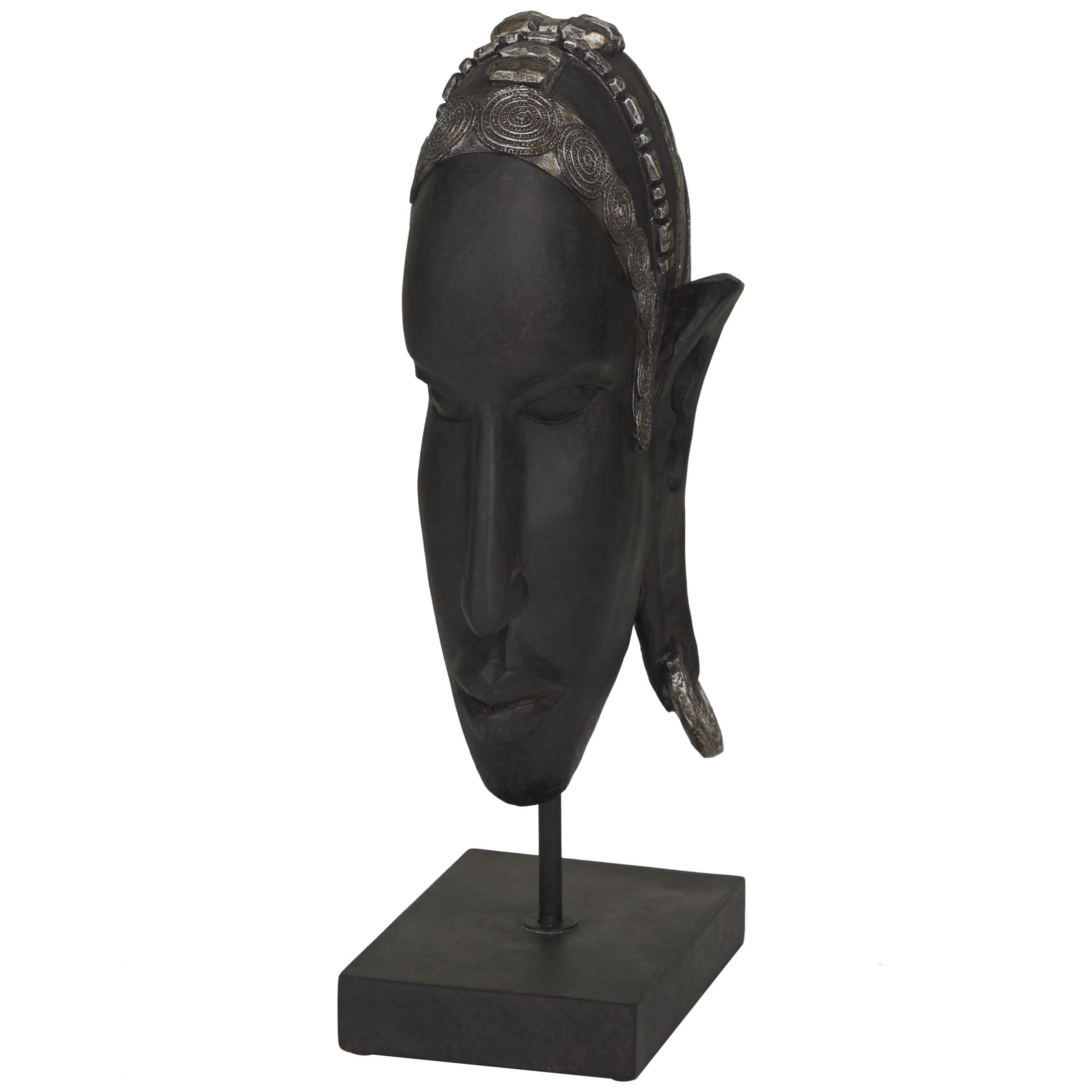 5" x 16" Black Polyresin African Woman Sculpture, by DecMode