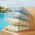 thumbnail image 6 of Colorful Floral Outdoor Throw Pillow Covers 18x18 Waterproof Set of 2, Block Print Outside Pillow Cover with Piping Edge, Spring and Summer Outdoor Pillows for Porch and Patio Furniture, 6 of 6