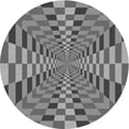thumbnail image 1 of Ahgly Company Tapis d'Intérieur Ronds Transitionnels Gris Gray Lavables à la Machine, 3 Pieds Rond, 1 of 7