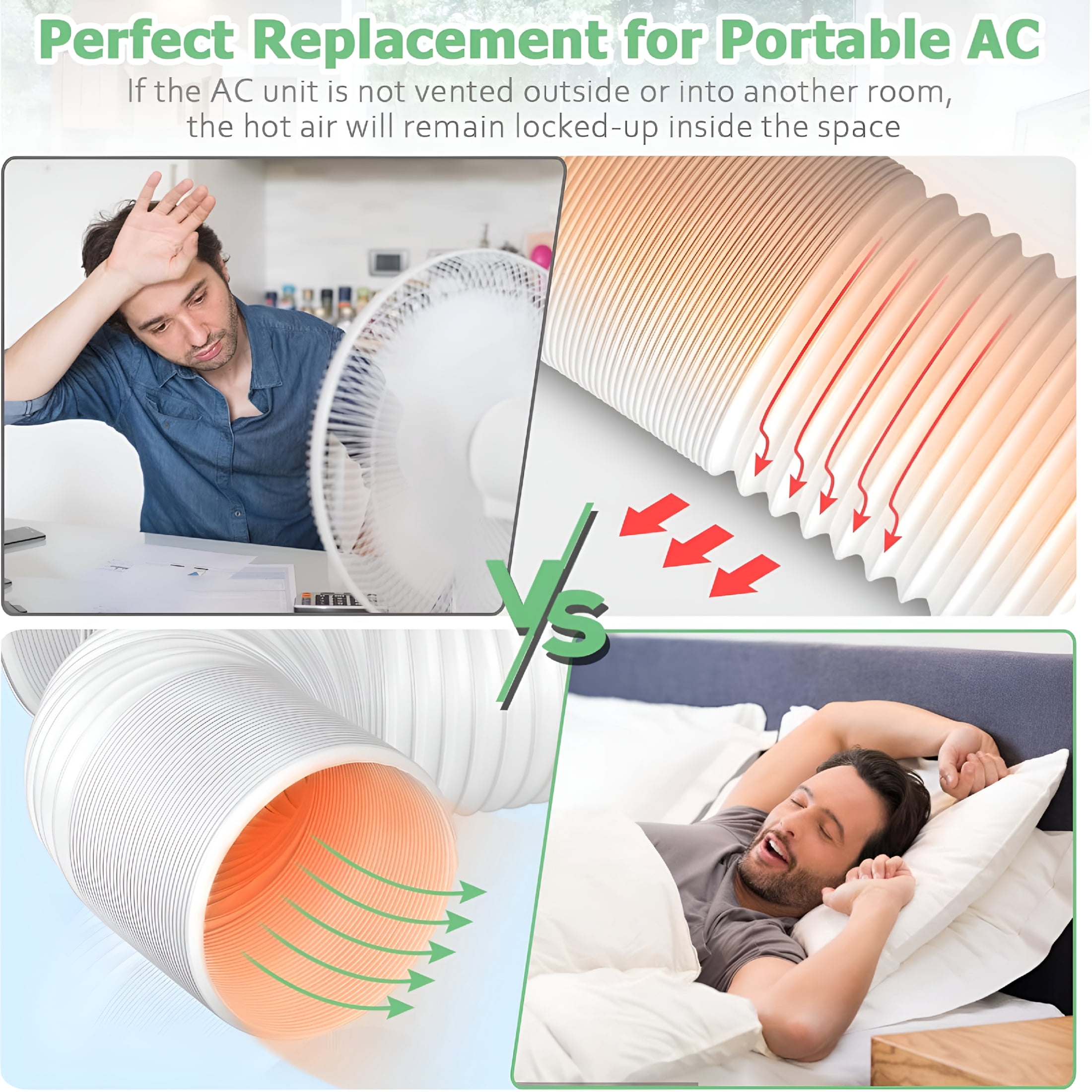 HIBIBUD Air Conditioner Exhaust Vent Hose 5.9"Diameter,80"Length,Universal Counter-Clockwise Air Vent