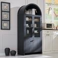 thumbnail image 3 of SinCiDo Arched Kitchen Pantry Storage Cabinet, 71" Tall Wood Storage Cabinet with 4 Doors and 6 Shelves for Dining Room Living Room, 3 of 8