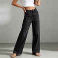thumbnail image 5 of AherBiu Juniors Jeans for Women Straight Leg Loose Fitted Button Waisted Streetwear Denim Pants with Pockets, 5 of 7