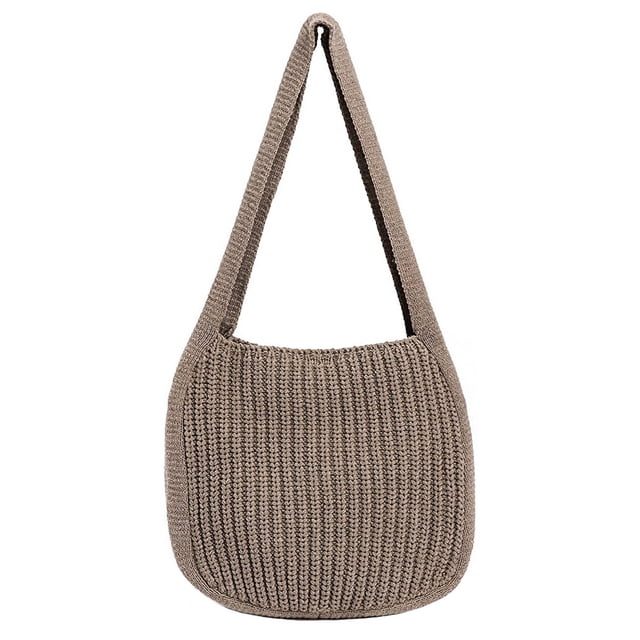 Bolso de hombro para mujer Bolso de crochet hecho a mano Bolso de hombro grande Bolso de lona Bolso de mano lindo Caqui