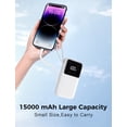 thumbnail image 6 of Power Bank, 15000mAh Portable Charger with Built in Cable, 22.5W Fast Charging, 6 Outputs, Slim Travel Essential Battery Pack with LED Display, Compatible with iPhone 17/16/15/14/13, Samsung, iPad, 6 of 9