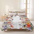 thumbnail image 3 of Full Quilt Set 78''x90'', Vintage Flowers Lightweight Summer Bedspread Coverlet Set with 2 Pillow Shams, Spring Floral Botanical Pastoral Breathable All Season Quilt Bedding for Bedroom/Guest Room, 3 of 9
