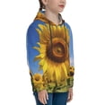 thumbnail image 3 of Fotbe Sky Golden Sunflower Field A Pattern Youth Pullover Hooded Sweatshirt, Boys Hoodie, Kangaroo Pocket Hoodie for Kids Girls -Large, 3 of 6