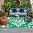 thumbnail image 2 of Green Boho Outdoor Rug for Patio/Deck/Porch, Non-Slip Large Area Rug 6 x 9 Ft, Vintage Classic Bohemia Flower Textured Indoor Outdoor Rugs Washable Area Rugs, Reversible Camping Rug Carpet Runner, 2 of 8