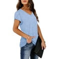 thumbnail image 3 of Womens Tops V Neck Summer Petal Sleeve Casual Tshirts, 3 of 8