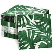 BLUE PANDA 150 PriNst Pack Tropical Palm Leaf Napkins, Hawaiian Luau Napkins for Jungle Safari Birthday Party Supplies (6.5x6.5 In) - Hawaiian Party Decorations