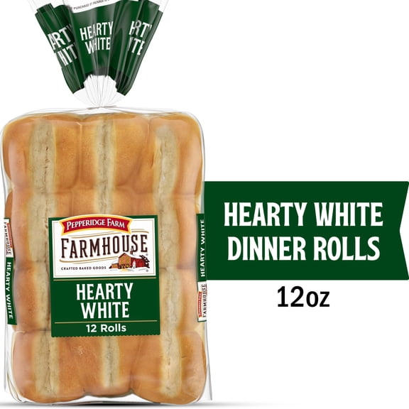 Pepperidge Farm Farmhouse Hearty White Dinner Rolls, 12 Rolls, 12 oz Bag