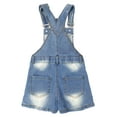 thumbnail image 2 of KIDSCOOL SPACE Little Big Girls Denim Shortalls, Stone Washed Soft Jeans Summer Shorts,Light Blue,11-12 Years, 2 of 6
