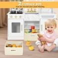 thumbnail image 5 of JOYLDIAS Wooden Kids Play Kitchen Playset Chef Pretend Play Set for Toddlers with Ice Cube Dispenser, Oven, Cooking Accessories, Curtains, Storange Box, 5 of 8