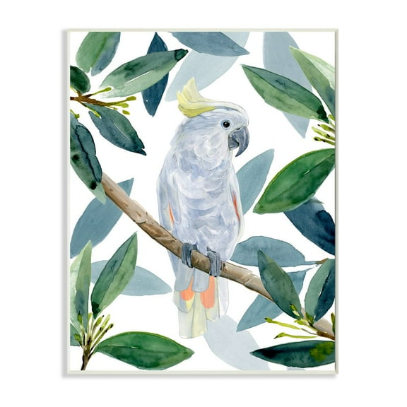Stupell Industries Tropical Cockatoo Bird Greenery Branches Wall Plaque Design by Annie Warren