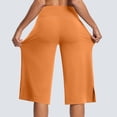 thumbnail image 5 of ShomPort Wide Leg Capris For Women Elastic Waist Capri Sweatpants With Pocket Split Hem Lightweight Casual Work Cropped Trousers, 5 of 7