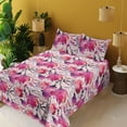thumbnail image 2 of Ambesonne Magnolia Pattern Fitted & Flat Sheet with Shams 4 Pcs Set, Reduncles Floral, Full, Hot Pink Pale Pink Mauve, 2 of 5