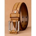 thumbnail image 6 of Catelles Men's Casual Vintage Camel Leather Belt, Vintage Pin Buckle, Business Casual Style, Comes with Gift Box And Hole Puncher&For waist 48in Width 1.5in(3.8cm), 6 of 9