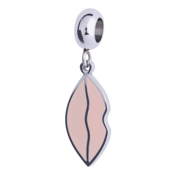Charm para Pulsera LuckyLy, Dije de Labios tipo Beso, Acero Inoxidable, Modelo Lips plateado UNITALLA
