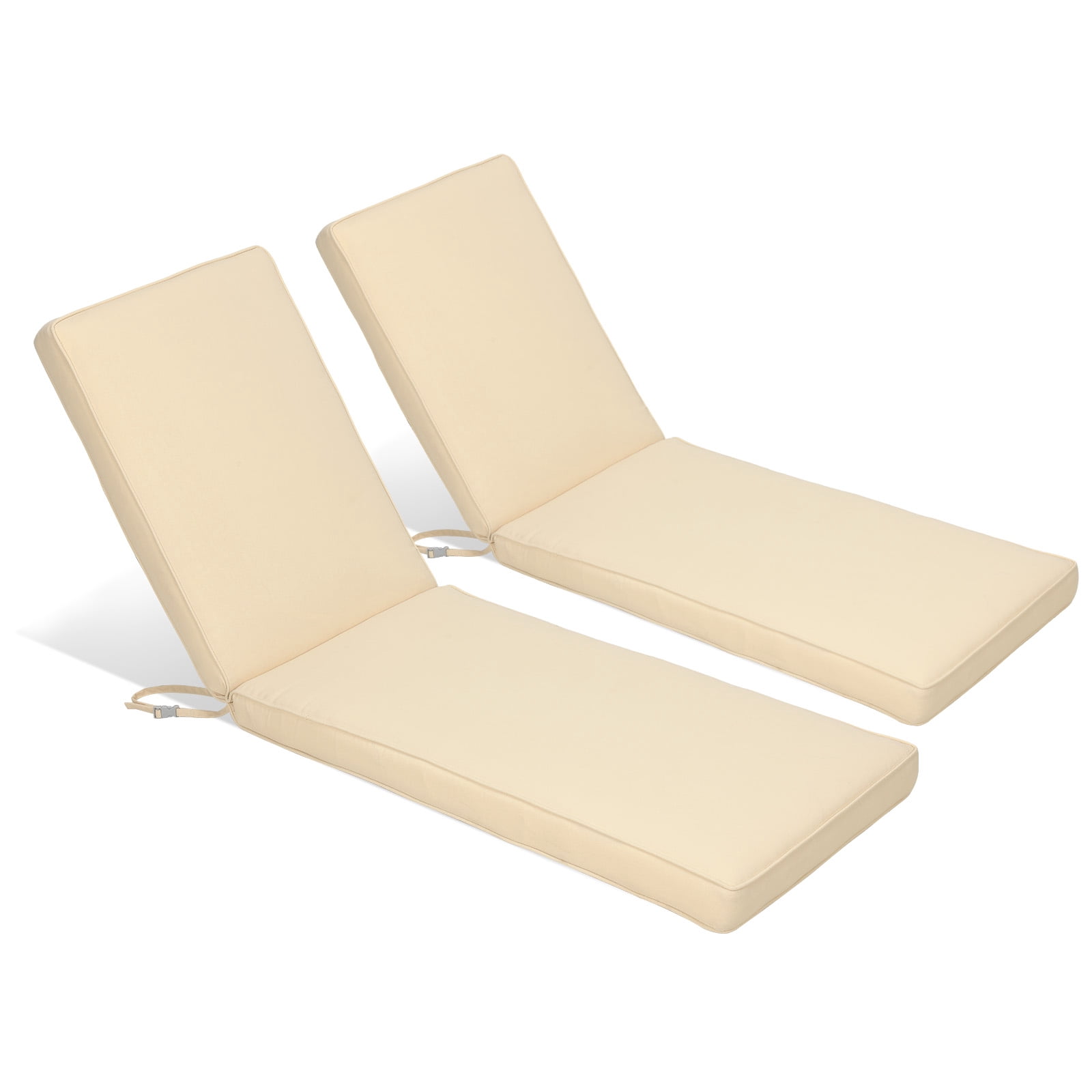 BPS 72" x 21" x 3" Outdoor Chaise Lounge Cushion, Fade & Water Resistant Patio Chair Cushion, Set of 2 - Cream Yellow