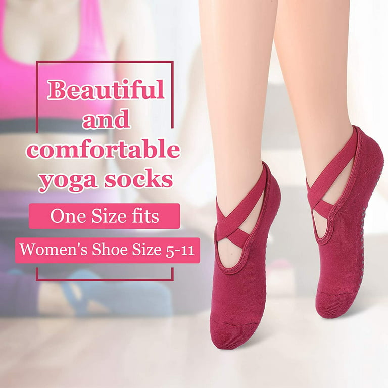 6 Pairs Yoga Socks for Women Non-slip Barre Socks with Straps