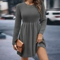 thumbnail image 2 of Women's Casual Knit Sweater Dress Long Sleeve Midi Solid Color Comfortable Fashion All Seasons Versatile Stylish Outfit, 2 of 2